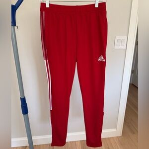 adidas Kids Red Jogger Sweatpants with White Stripes